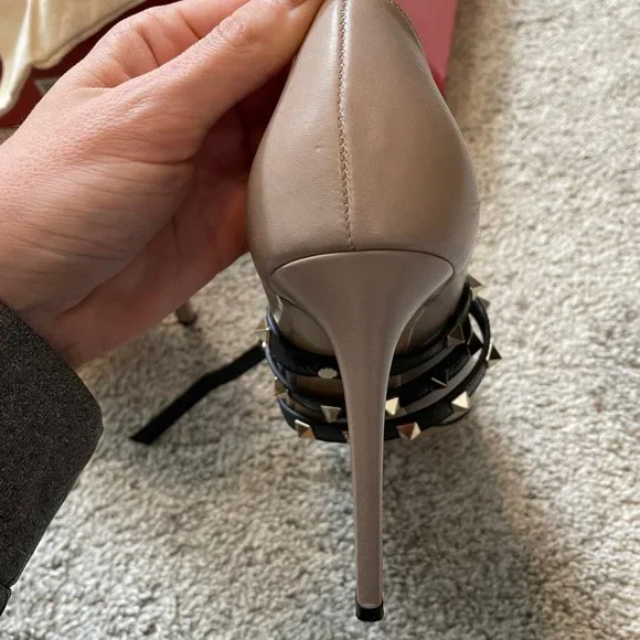 Valentino Rock Studded Ankle Crisscross Heels - Picture 7 of 12